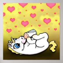 Baby Unicorn, der Zeit füttert - blondes Gelb - Dr Plakate