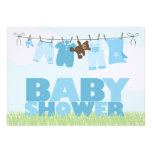 Baby-Wäscheleine-{blaue} Jungen-Babyparty Individuelle Einladungskarte