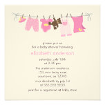 Baby-Wäscheleine-{rosa} Mädchen-Babyparty Personalisierte Einladungskarten