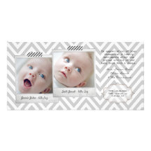 Baby ZWILLINGE danken Ihnen Foto-Karten-Schablone Photo Karten Vorlage