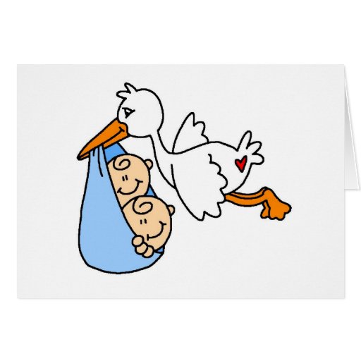 Baby-Zwillinge mit Storch Karten | Zazzle