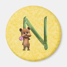 BabyBear Toon Monogramm N Kühlschrankmagnete
