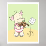 Babyelefant, der das Violinen-Plakat spielt