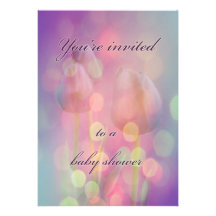 Babyparty-Einladung - Bokeh Tulpen