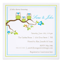 Babyparty-Einladung - Eulen-Familie