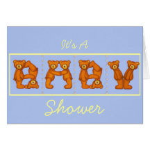 Babyparty-Einladungen ~ Teddybär Alphabet~Blue Karten