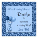Babyparty-Einladungs-Blau-Giraffe