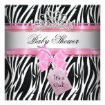 Babyparty-Mädchenzebra-Rosa-Prinzessin Black Personalisierte Einladungskarte
