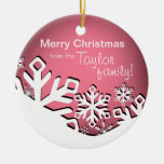 Babyrosa des Stechpalmen-lustiges Schneeflocke-Wei Weihnachtsbaum Ornament