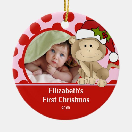 Babys erster Weihnachtsfoto-Verzierungs-Affe Weihnachtsbaum Ornamente