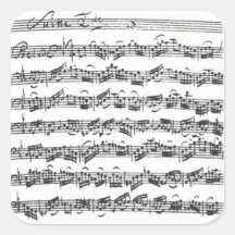 Bach Cello-Reihen-Manuskript-Quadrat-Aufkleber