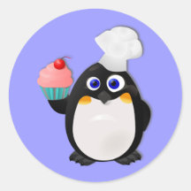 Bäcker-Pinguin mit kleinem Kuchen II Sticker