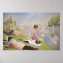 Badegäste am Asnieres Leinwand-Druck Posterdruck