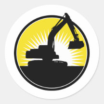 Bagger des mechanischen Gräbers Runder Sticker