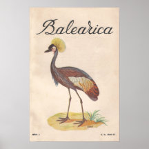 Balearica Vintager französischer Kunst-Druck (1956 Poster
