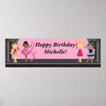 Ballerina-Tanz-Geburtstags-Party-Fahne 40x12 Plakatdruck