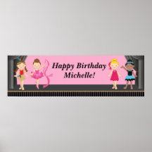 Ballerina-Tanz-Geburtstags-Party-Fahne 40x12 Plakatdrucke