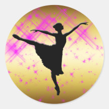 BALLETT-TÄNZER-SILHOUETTE RUNDER STICKER