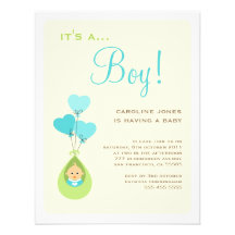 Ballon-Babyparty-Einladungs-Junge