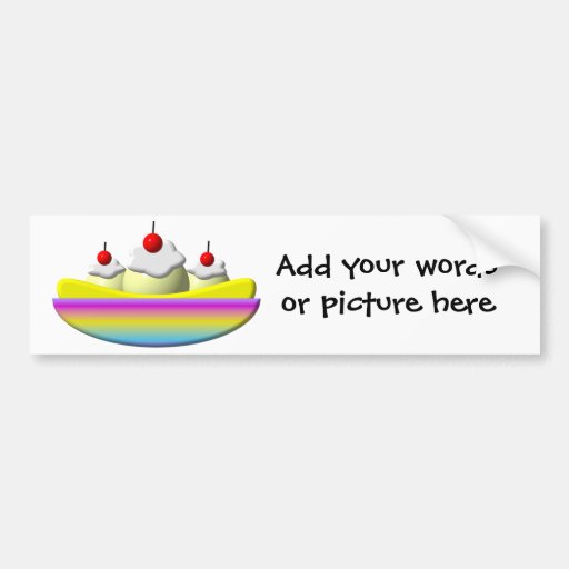 Banana split mit Schlagsahne und Kirschen Autosticker