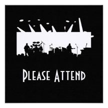 Band auf Bühne-Konzert-Silhouette B&W Individuelle Einladungskarten