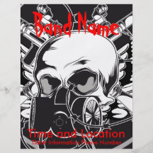 Band-Flyer-Schädel und Gasmaske