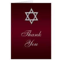 Bar mitzvah thank you blue silver cards