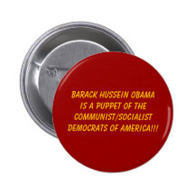 Barack Hussein Obamais eine Marionette von theComm Anstecknadelbutton
