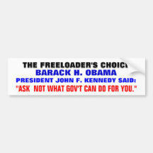 BARACK OBAMA DER PRÄSIDENT DES FREELOADERS! AUTOAUFKLEBER