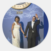 Barack u. Michele Obama Runde Aufkleber