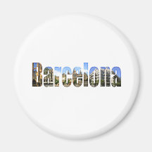 Barcelona mit Touristenattraktionen in den Buchsta Magnets