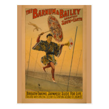 Barnum u. Bailey-Dia für Leben-Zirkus-Plakat Postkarten