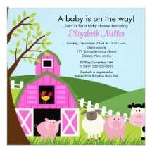 Barnyard-Tier-Babyparty-Einladung für Mädchen
