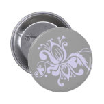 Barocke Blumen-- graue und helle Flieder Anstecknadelbutton