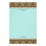 Barockes Damast-Designer-Briefpapier:: Aqua Individuelle Druckpapiere