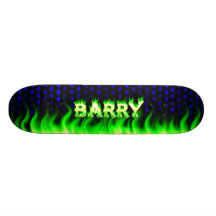 Barry-Skateboardgrünfeuer und Flammenentwurf Personalisiertes Skatedeck
