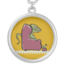 bärtiger Drache in einem Sessel Personalisierte Halskette