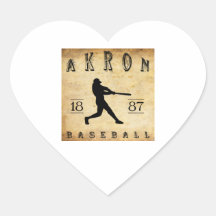 Baseball 1887 Akrons Ohio Herzaufkleber