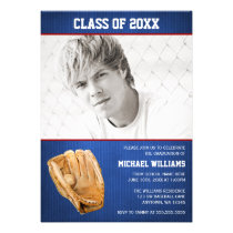 Baseball-Abschluss-blaues Rot-Foto einladungen