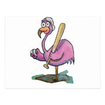 Baseball-rosa Flamingo-wunderliches Aquarell Postkarten