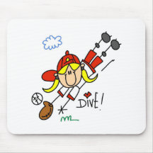Baseball-Tauchen-Mädchen-Softball-T-Shirts und Ges Mauspads