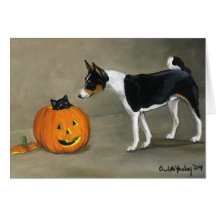 "Basenji Halloween" Hundekunst Notecard Grußkarte