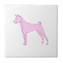 Basenji rosa Hundefliese