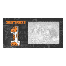 Basketball Chalkboard Photo 1st Birthday Customized Photo Card