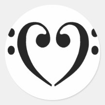 Bassschlüssel-Herz Runde Aufkleber