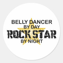 Bauchtänzerin-Rockstar bis zum Nacht Runder Sticker