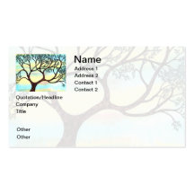 Baum auf Pergament mit Aquarell-Hintergrund Visitenkartenvorlagen