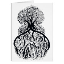 BAUM DES LEBENS - Schwarzes u. Weiß Grußkarte