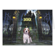 Beagle-Halloween-Gruß-Karte