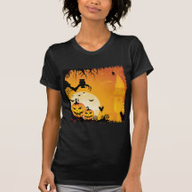 Beängstigende Halloween-Kürbise und Vollmond Tshirts